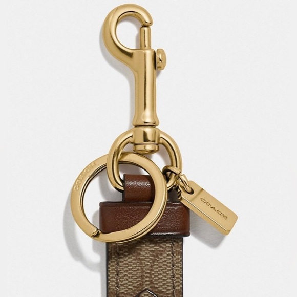 Coach Trigger Snap Valet Key Fob Signature Leather - Picture 3 of 4